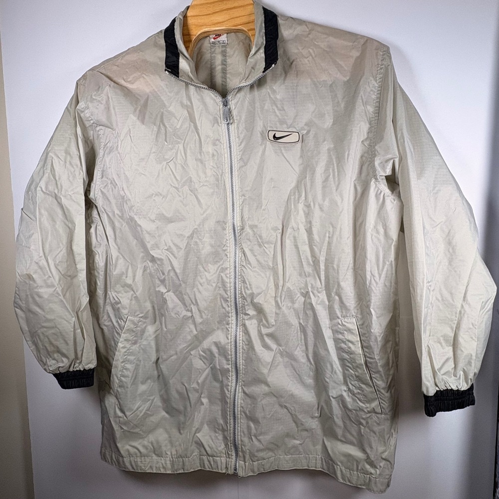 Vintage Nike Men's Windbreaker White Tag XL Zip Up‎ Jacket Stripe Coat